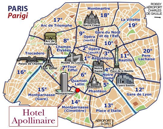 Hotels Paris, Stadplan